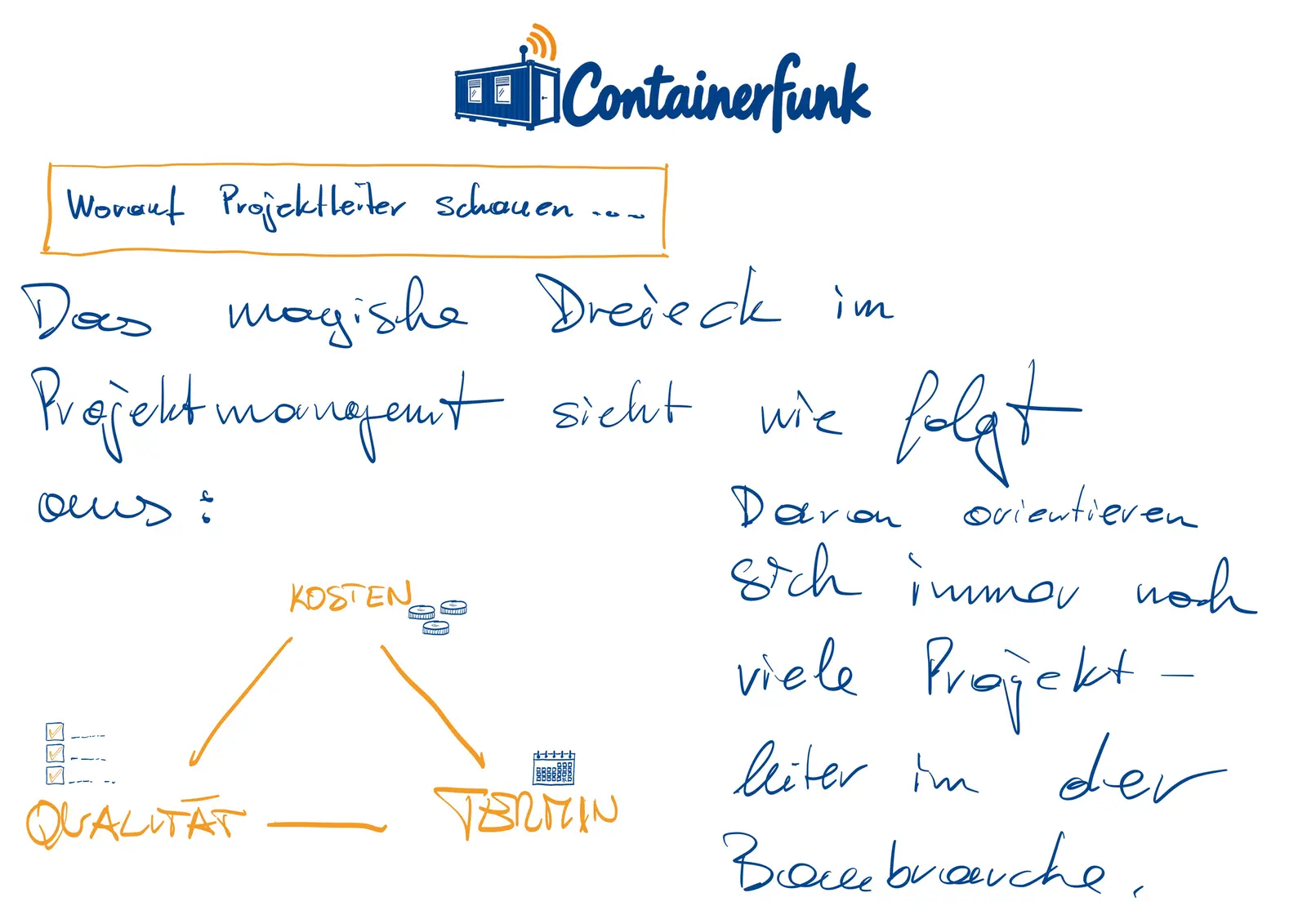 Worauf Projektleiter schauen, first handwritten sheet