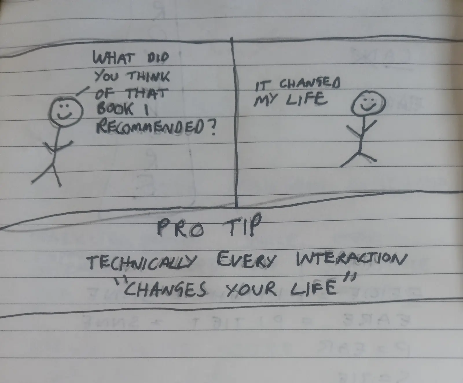 Comic: Changed My Life, first handwritten sheet