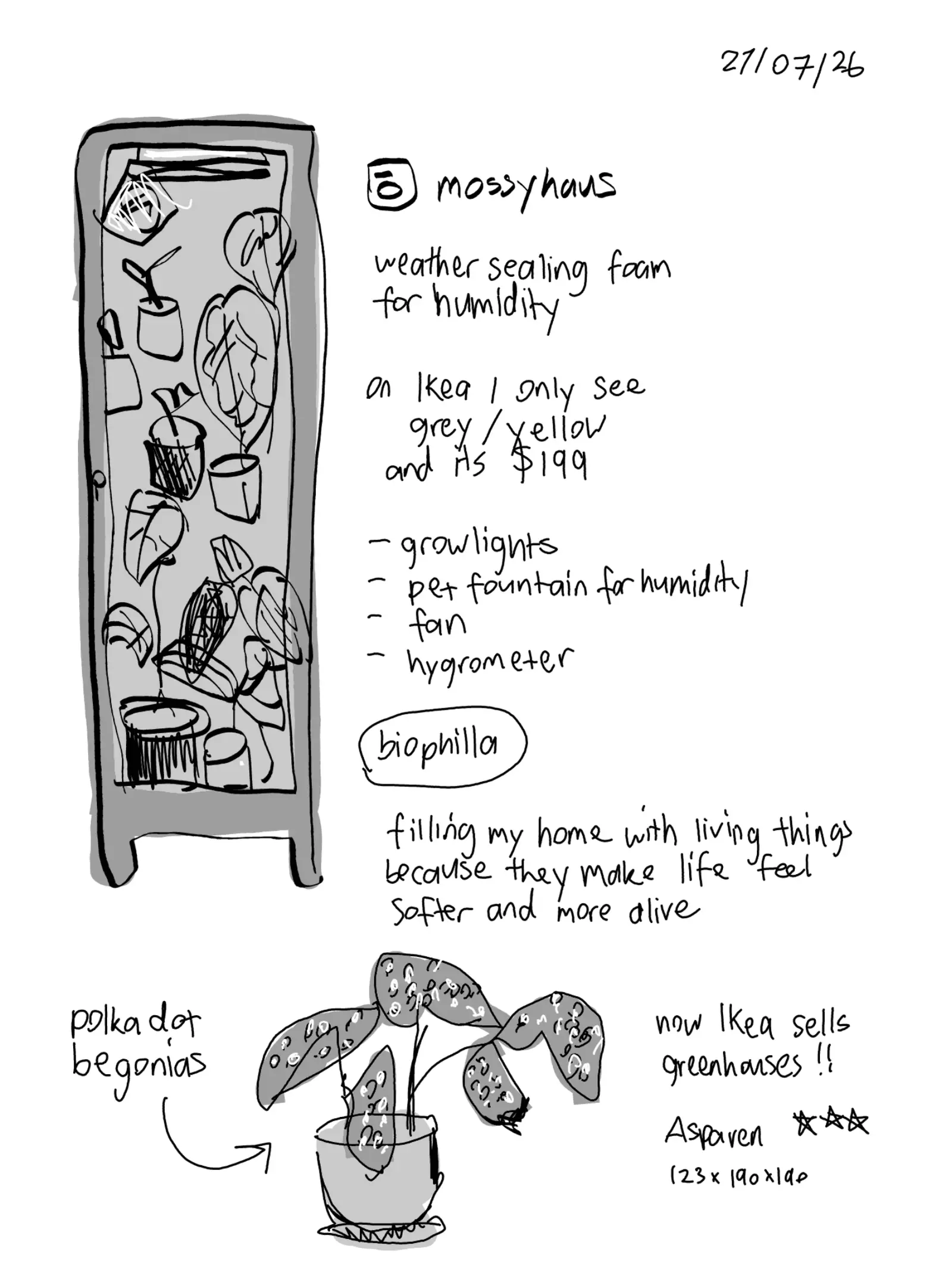 plants, first handwritten sheet