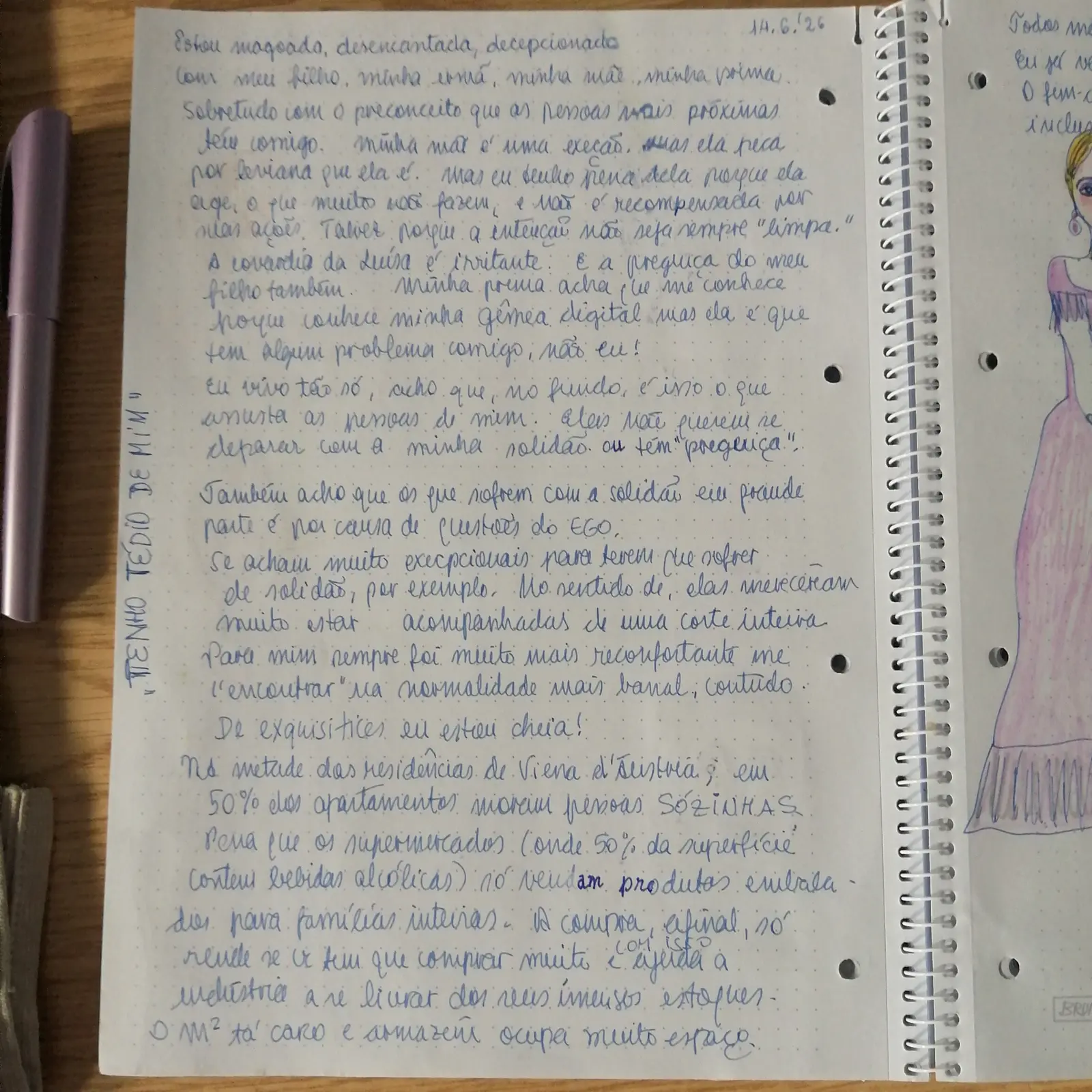 Desabafo, first handwritten sheet