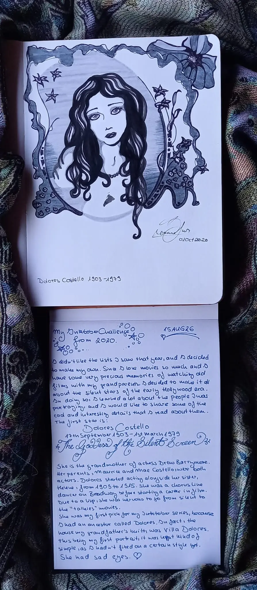 Dolores Costello, first handwritten sheet