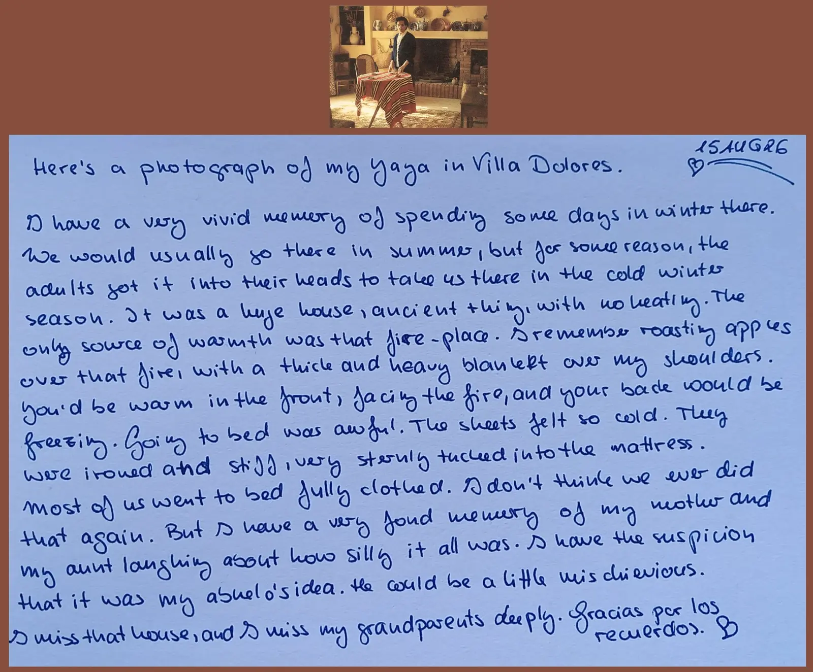 Villa Dolores, first handwritten sheet