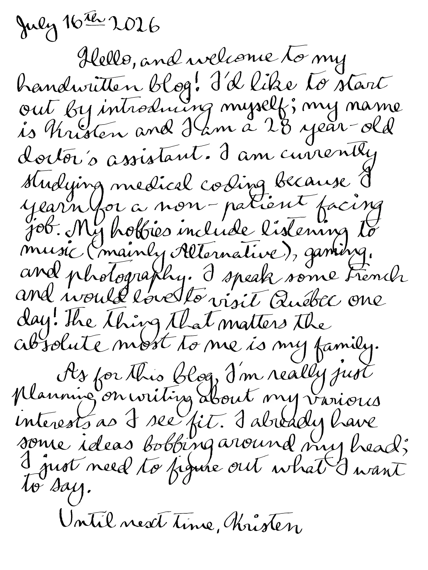 Introduction, first handwritten sheet