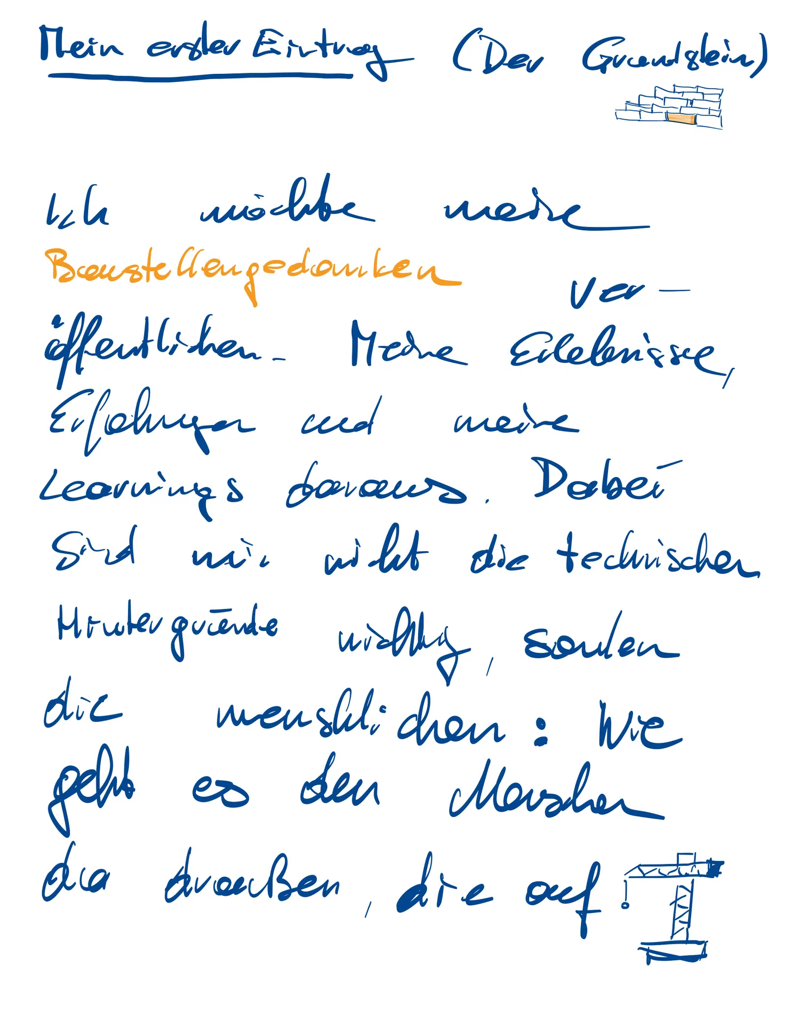 Der Grundstein, first handwritten sheet