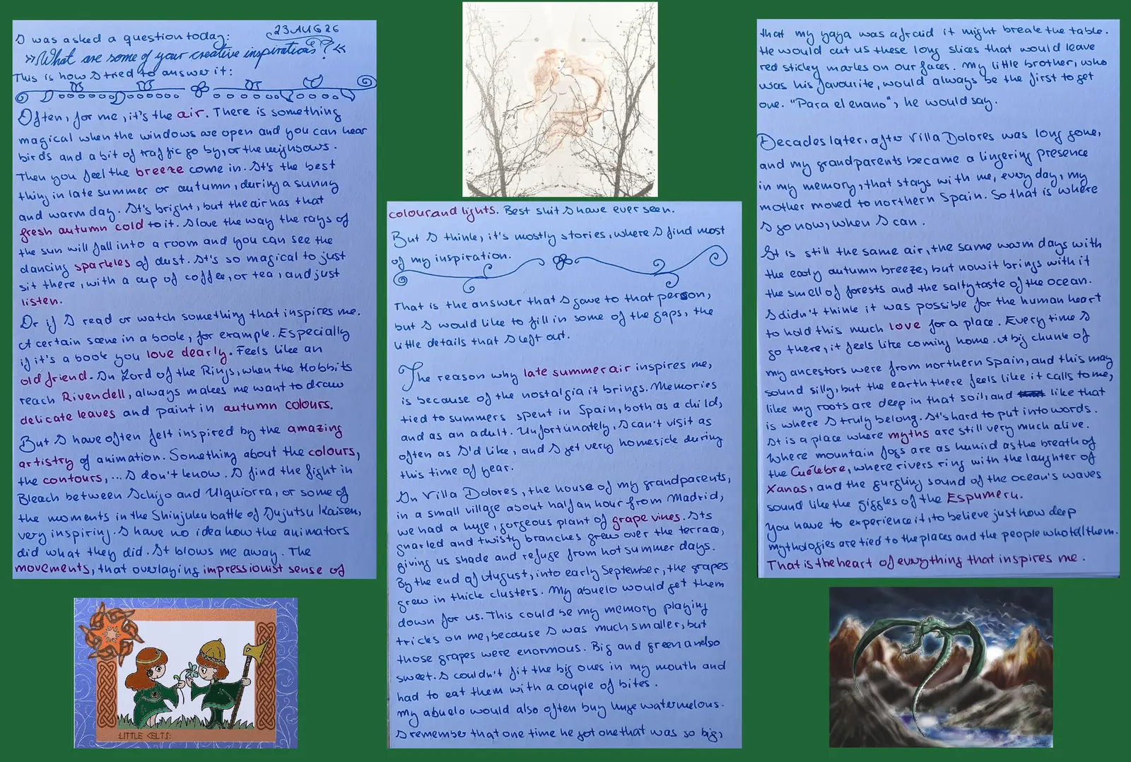 Sources of Inspiration, first handwritten sheet