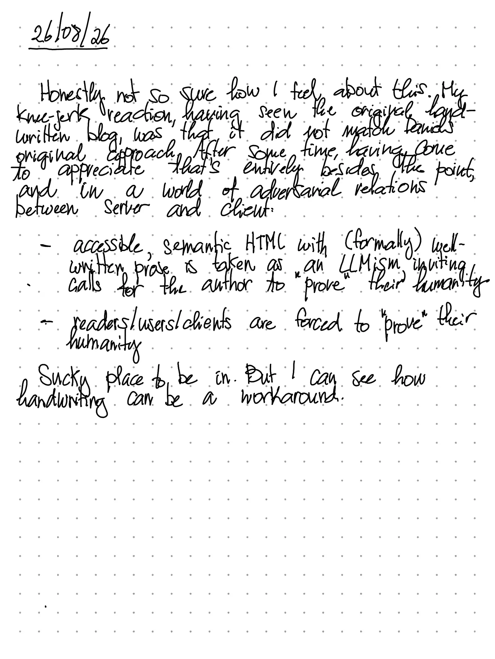 The first post is always phatic , first handwritten sheet