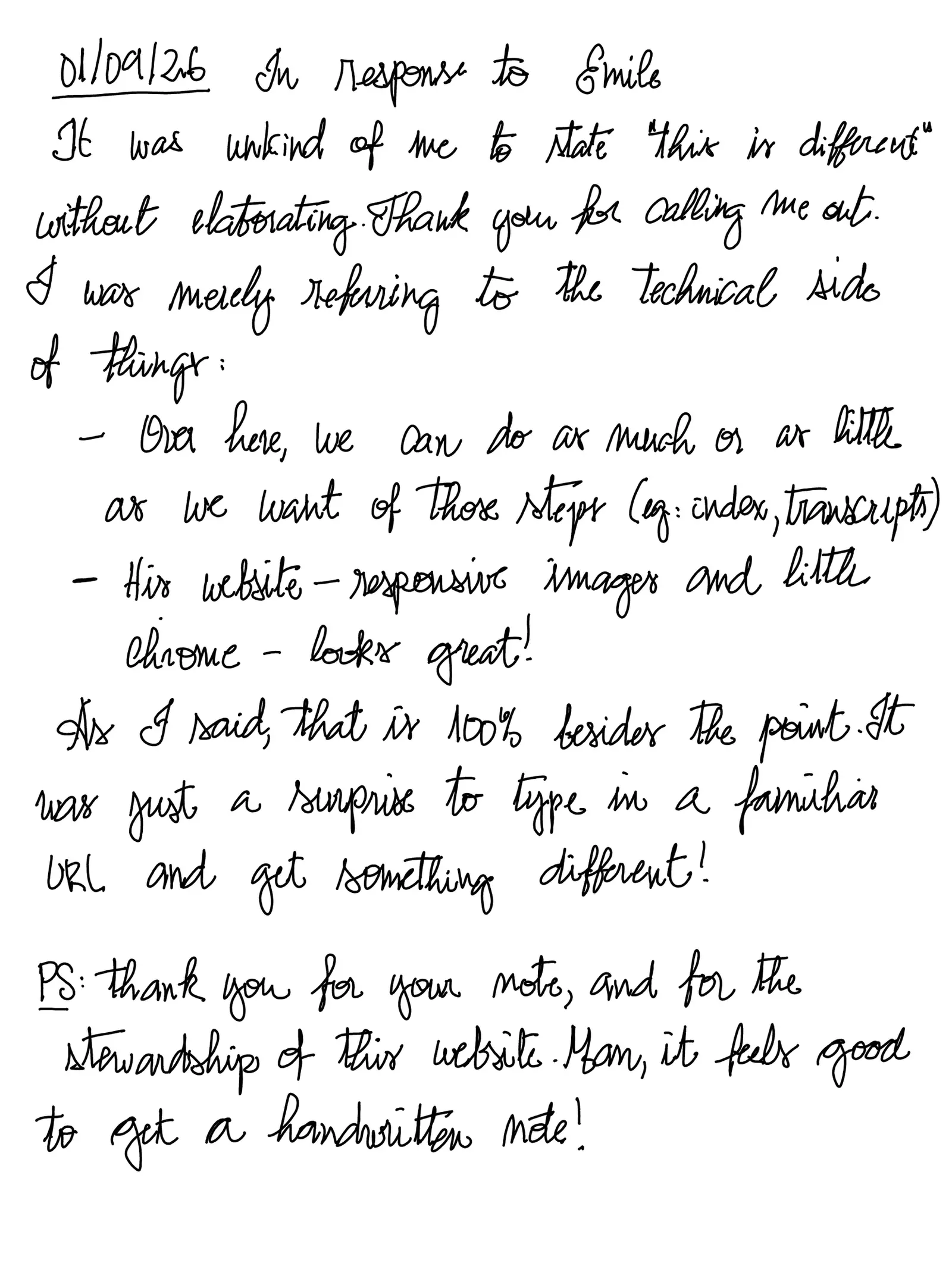 In response to Emile, first handwritten sheet